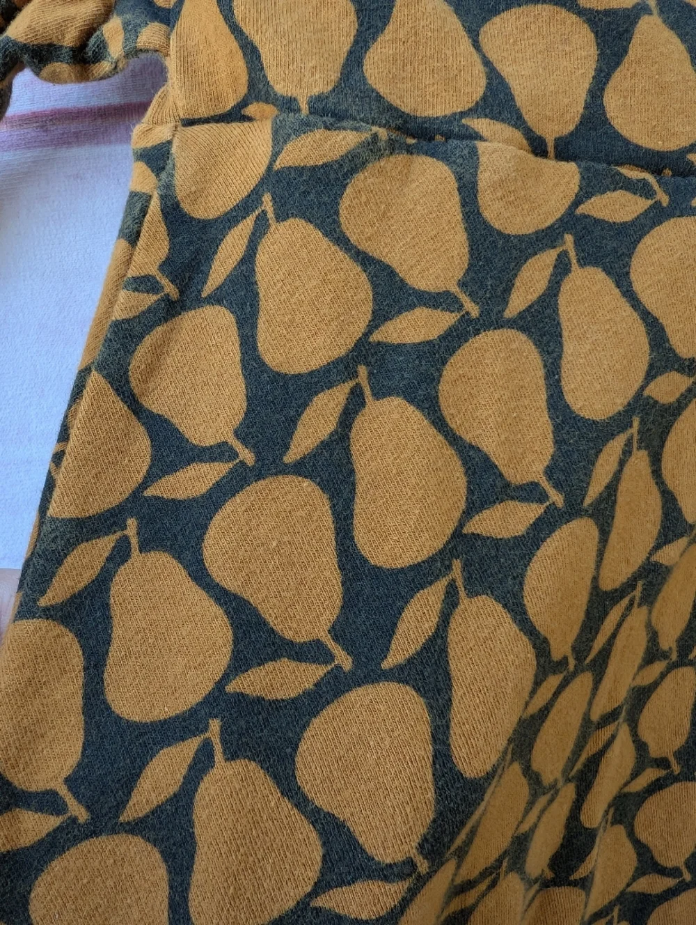 Effie’s Heart Pear Print Dress | Brown Jersey Knit Midi with Tie Waist XL - Picture 10 of 10